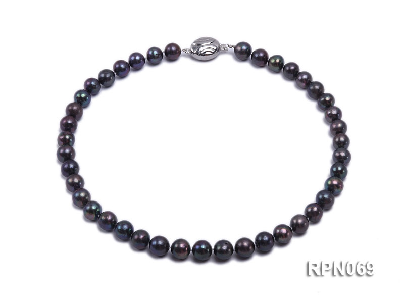Classic Single-strand 10.5-11.5mm Black Round Freshwater Pearl Necklace