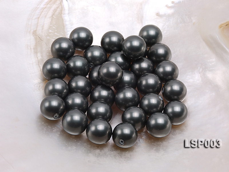 Wholesale 12mm Black Round Seashell Pearl Bead