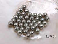 Wholesale 10-10.5mm Silver Black Round Seashell Pearl Beads