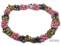 Three-strand 7-8mm Colorful Cultured Freshwater Pearl Necklace