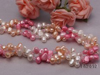 Three-strand 7-8mm White, Pink and Dark-pink Freshwater Pearl Necklace