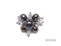 25mm Flower-shaped Gilded Magnetic Clasp with 5-6mm Black Pearl