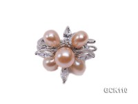 25mm Flower-shaped Gilded Magnetic Clasp with 5-6mm Pink Pearl