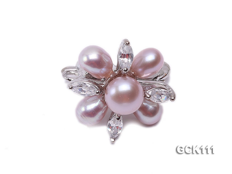 25mm Flower-shaped Gilded Magnetic Clasp with 5-6mm Lavender Pearl