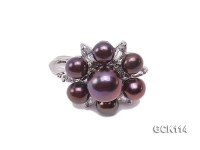 25mm Flower-shaped Gilded Magnetic Clasp with 6-10mm Black Pearl