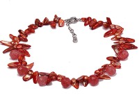 8-10mm red irregular pearl necklace with drop faceted red crystal neckalce