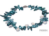 8-10mm sky blue irregular pearl necklace with drop faceted moonstone