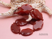 30x40mm red flat oval faceted and round  agate necklace
