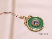 32mm Round Green Disc-Shaped Jade Pendant
