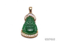 22x34mm Carved Green Buddha-Shaped Green Jade Pendant