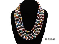 5 strand white freshwater pearl and colorful agate necklace