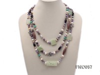 7-9mm multicolor flat pearl and jade and agate necklace
