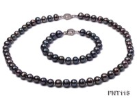 8-9mm Black Freshwater Pearl Necklace and Bracelet Set