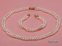 Two-strand 5-6mm White Freshwater Pearl Necklace and Bracelet Set