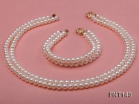 Two-strand 6-7mm White Freshwater Pearl Necklace and Bracelet Set