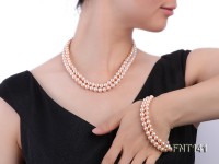 7-8mm Pink Freshwater Pearl Necklace and Bracelet Set