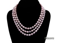3 strands 7-8mm lavender oval freshwater pearl necklace