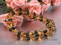 5x7mm Yellow and Green Faceted Crystal Elastic Bracelet