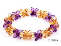 5x7mm Yellow and Purple Faceted Crystal Elastic Bracelet