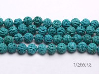 Wholesale 10mm Carved Round Blue Turquoise Beads String