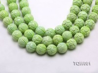 Wholesale 18mm Round Green Carved Turquoise Beads String