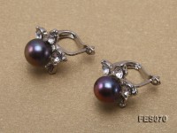 8.5mm Black Flat Cultured Freshwater Pearl Earrings