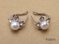 7.5mm White Flat Cultured Freshwater Pearl Earrings
