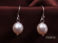 7.5-8mm White Oval Cultured Freshwater Pearl Earrings