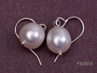 9-10mm White Oval Cultured Freshwater Pearl Earrings