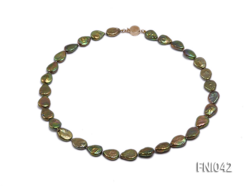 Classic 10x15mm Green Seed-shaped Freshwater Pearl Necklace