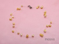 Six-strand 4-8mm Golden Flat Cultured Freshwater Pearl Necklace