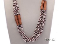 4-5mm white and aubergine flat freshwater pearl multi-strand necklace