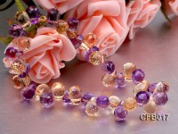 6×8.5mm Yellow and Purple Faceted Crystal Elasticated Bracelet