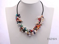Colorful Round and Baroque Freshwater Pearl Necklace with Crystal and Coral Beads