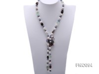 8-10 mm multicolor oval freshwater pearls and irregular amethyst necklace