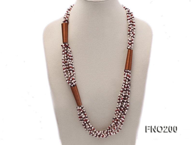 4-5mm multicolor round freshwater pearl and irregular garnet necklace