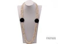 Six-strand 5-7mm Freshwater Pearl, Crystal Beads and Black Agate Necklace