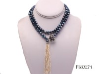 8-10mm grey round freshwater pearl necklace