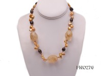 10x12mm yellow coin pearl smoky quartz and yellow crystal necklace
