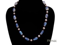 White Freshwater Pearl, Garnet Beads & Moonstone Beads Necklace and Bracelet Set