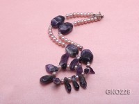 6-7mm natural lavender freshwater pearl with irregular amethyst necklace