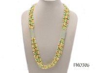 7-8mm yellow and green freshwater pearl and crystal five-strand necklace