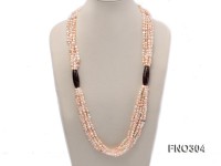 7-8mm pink flat freshwater pearl and crystal five-strand necklace