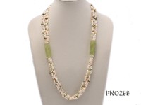 5-6mm white flat freshwater pearl and crystal necklace