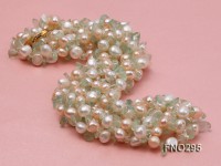 8-10mm white and light yellow round freshwater pearl and crystal chips necklace