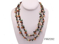 5-20mm multicolor biwa-shaped pearl and smoky crystal necklace