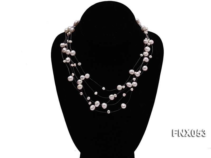 8-10mm White Cultured Freshwater Pearl Galaxy Necklace