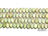 Wholesale 8x13mm Green Button-shaped Freshwater Pearl String