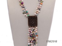 7-9mm multicorlor flat FW pearl two-strand necklace
