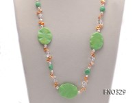 5-7mm whtie oval freshwater pearl and green turquoise and irregular pearl necklace